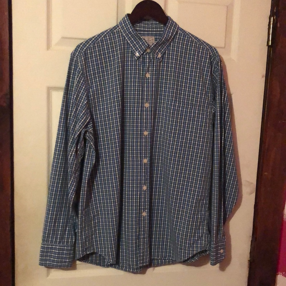 J.Crew Blue Plaid Button Down Shirt Mens Large L